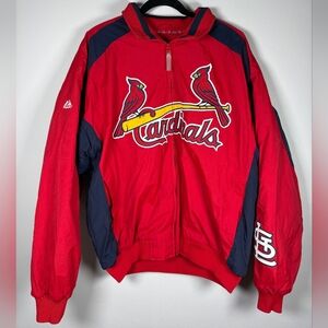 Majestic Authentic Red Navy St Louis Cardinals MLB Full Zip Men's Jacket Size XL